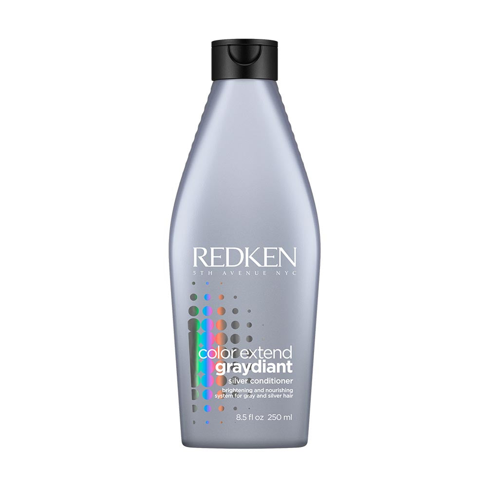 Le conditioner Graydiant Redken neutralise les reflets jaunes sur les cheveux gris ou blancs. 250 ml.