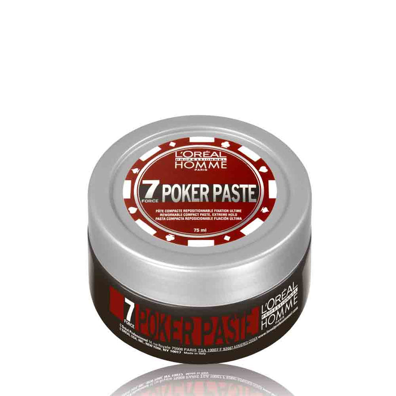 Découvrez la nouvelle Pâte Poker Paste, qui donne un effet mat à  votre coiffure, effet bluff garanti ! Pour gagner, chaque joueur a une astuce cachée ! 75 ml